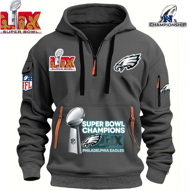 Philadelphia Eagles Super Bowl Championship - HOODIE HALF ZIPPER - QTA405111383