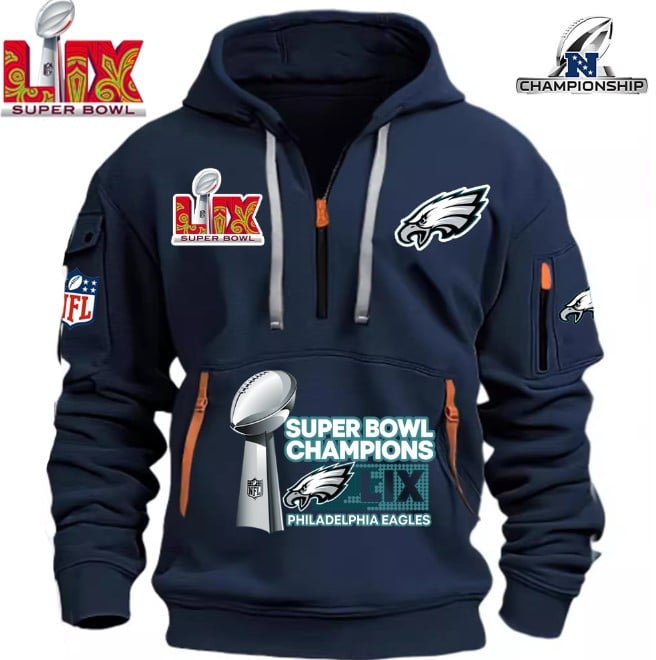 Philadelphia Eagles Super Bowl Championship - HOODIE HALF ZIPPER - QTA405111383