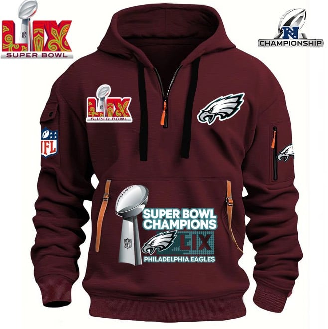 Philadelphia Eagles Super Bowl Championship - HOODIE HALF ZIPPER - QTA405111383