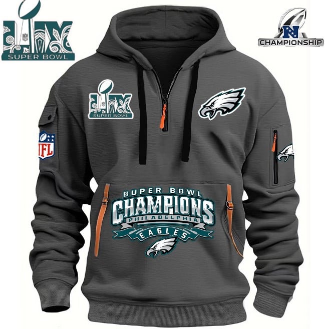 Philadelphia Eagles Super Bowl Championship - HOODIE HALF ZIPPER - QTA405111385