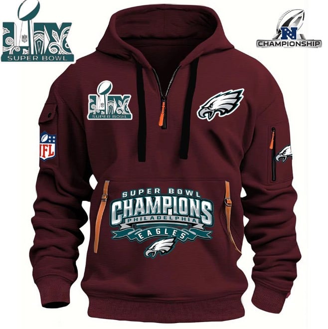 Philadelphia Eagles Super Bowl Championship - HOODIE HALF ZIPPER - QTA405111385