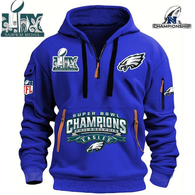 Philadelphia Eagles Super Bowl Championship - HOODIE HALF ZIPPER - QTA405111385