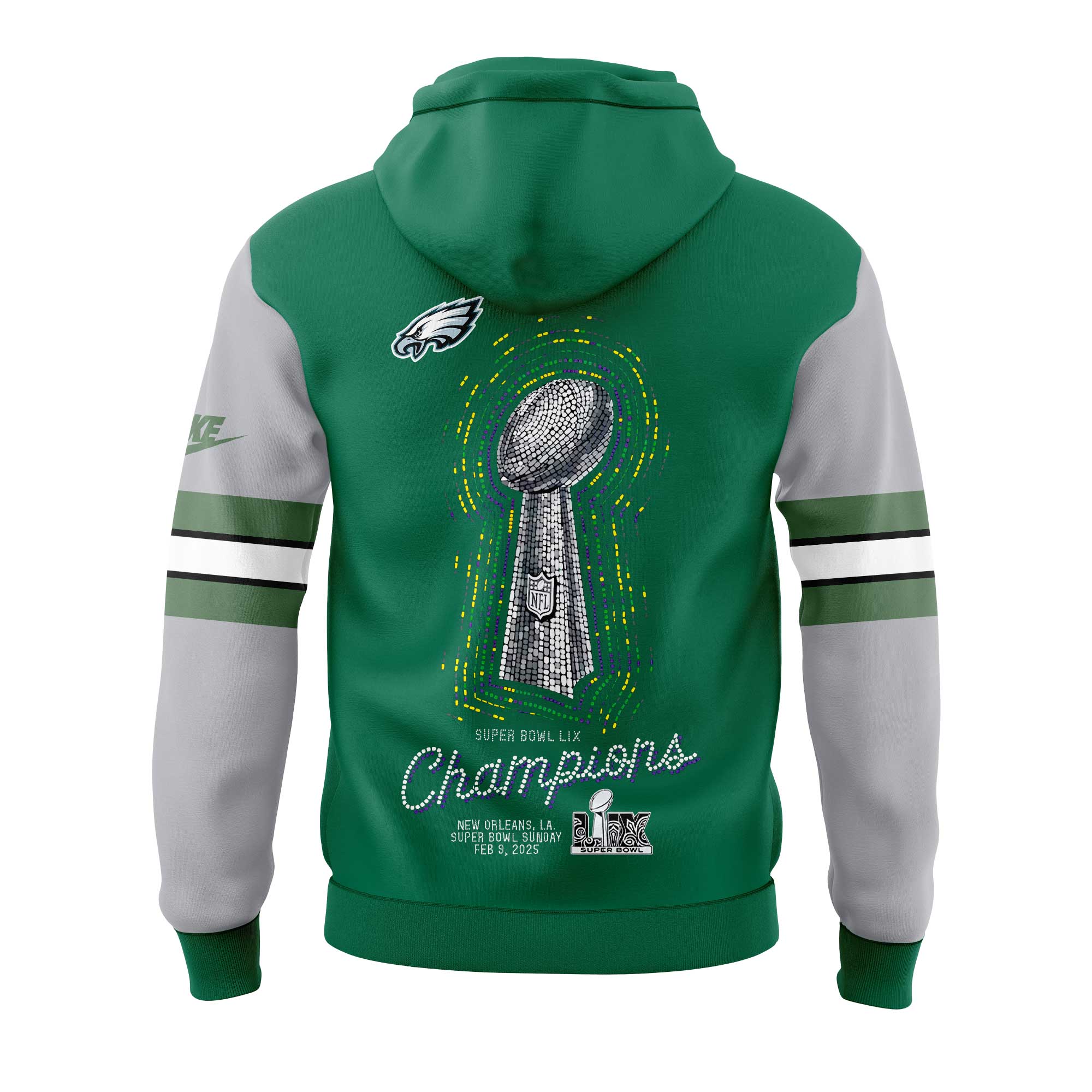 Philadelphia Eagles Super Bowl LIX Champions Club Green Hoodie V2