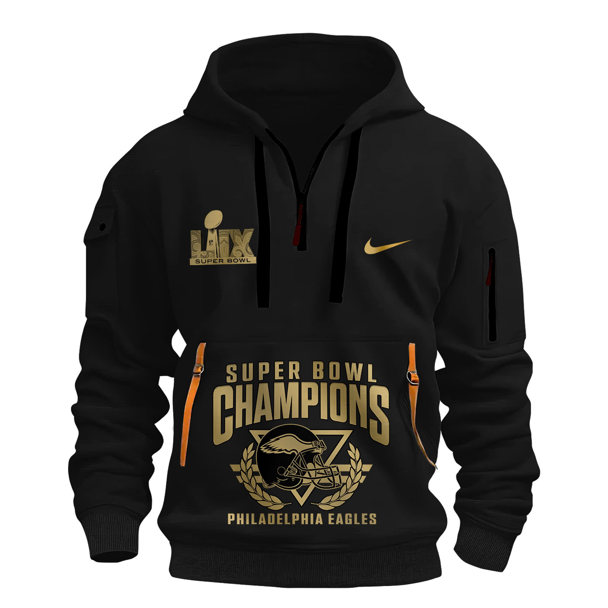Philadelphia Eagles Super Bowl LIX Champions Gold New Hoodie