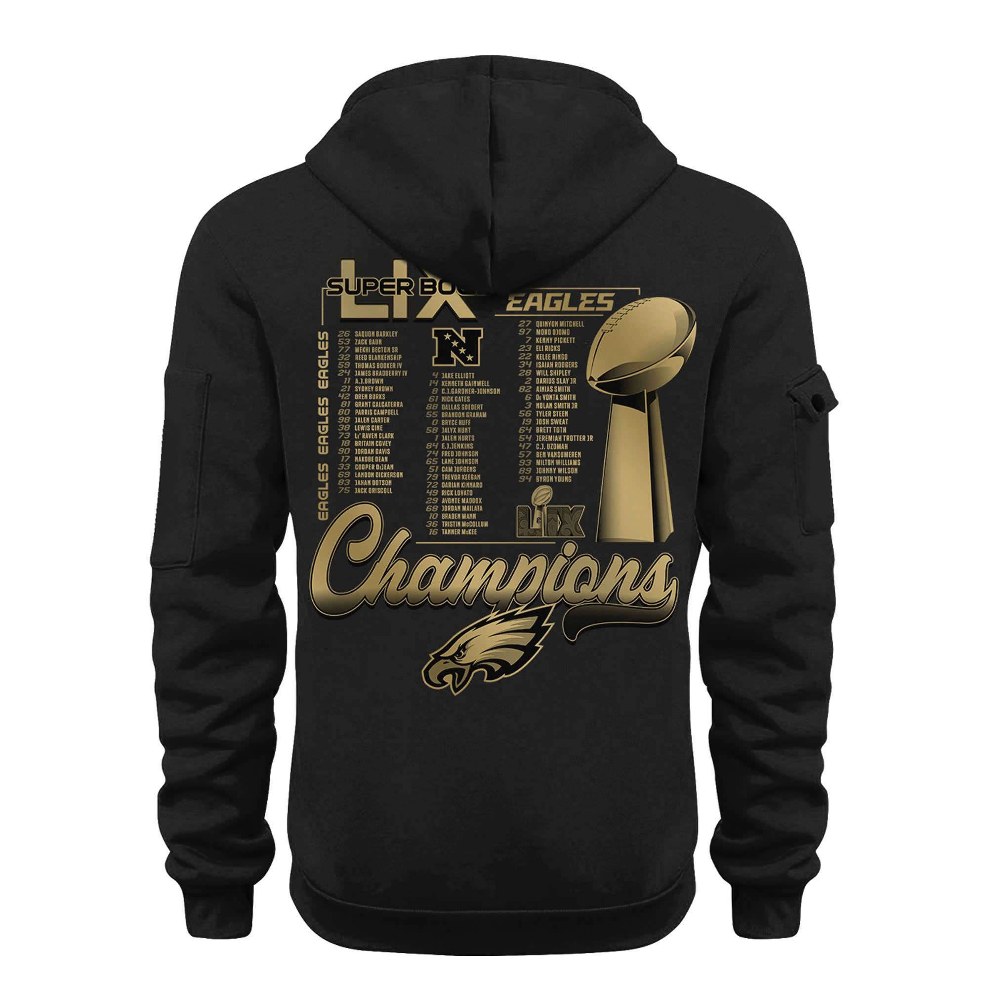 Philadelphia Eagles Super Bowl LIX Champions Gold New Hoodie