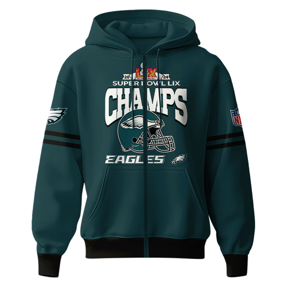 Philadelphia Eagles Super Bowl LIX Champions Zip Hoodie 2025