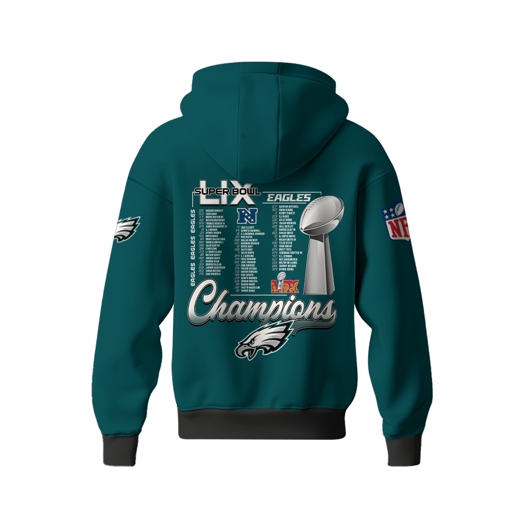 Philadelphia Eagles Super Bowl LIX Champions Zip Hoodie 2025