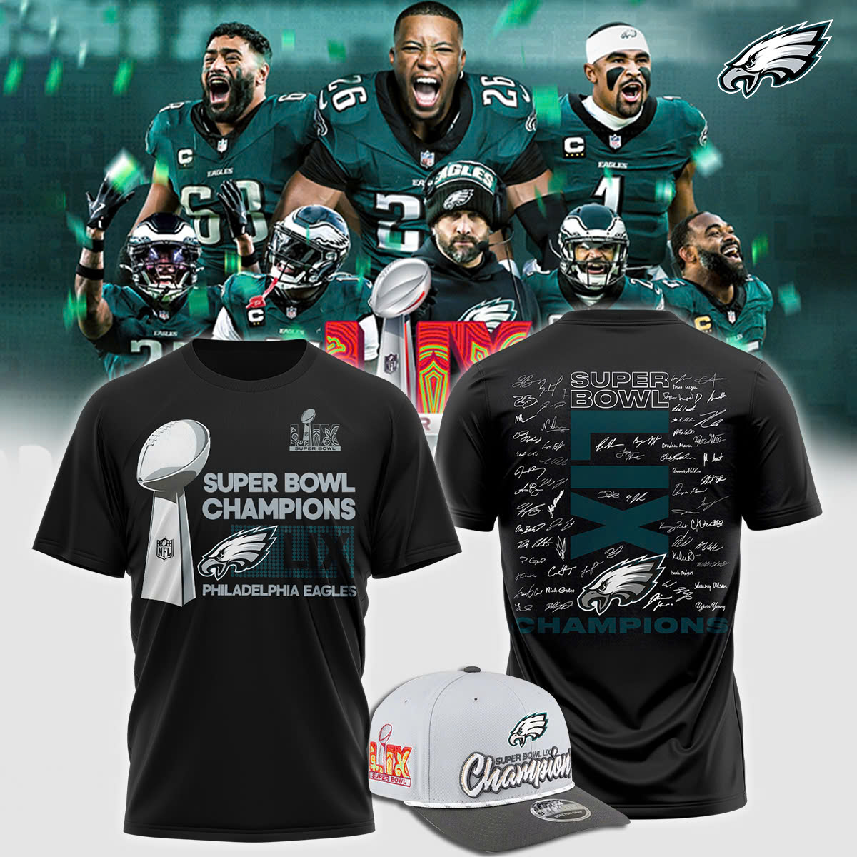 Philadelphia Eagles Super Bowl LIX T-Shirt