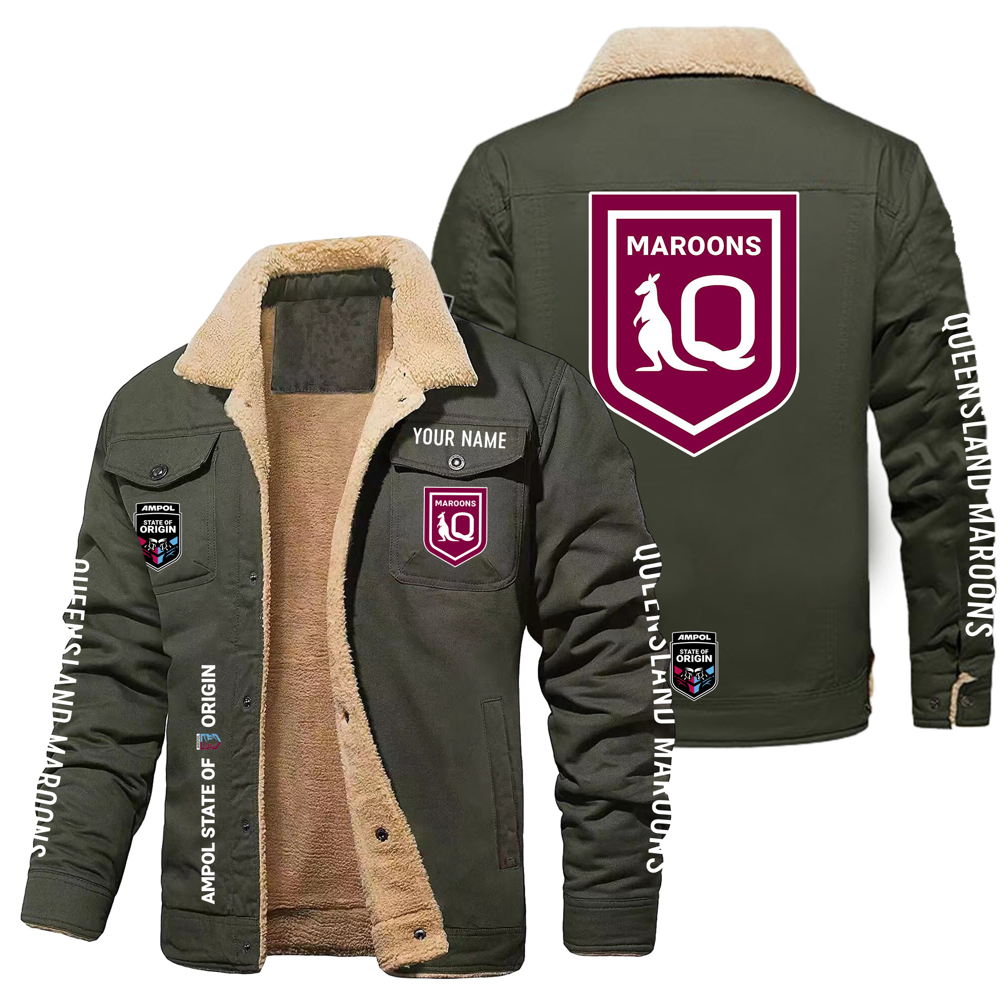Queensland Maroons Personalized Fleece Casual Jacket – Edition