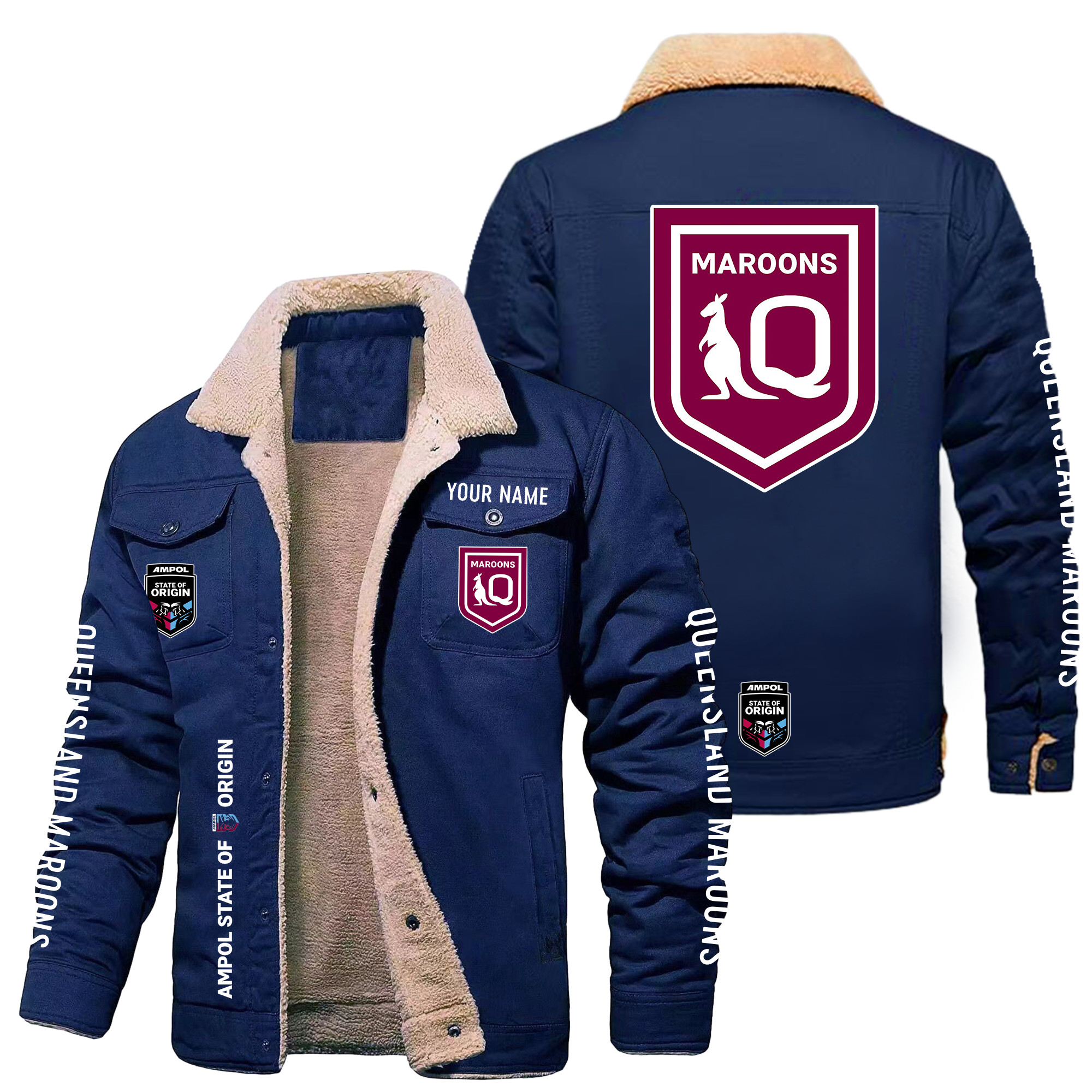 Queensland Maroons Personalized Fleece Casual Jacket – Edition