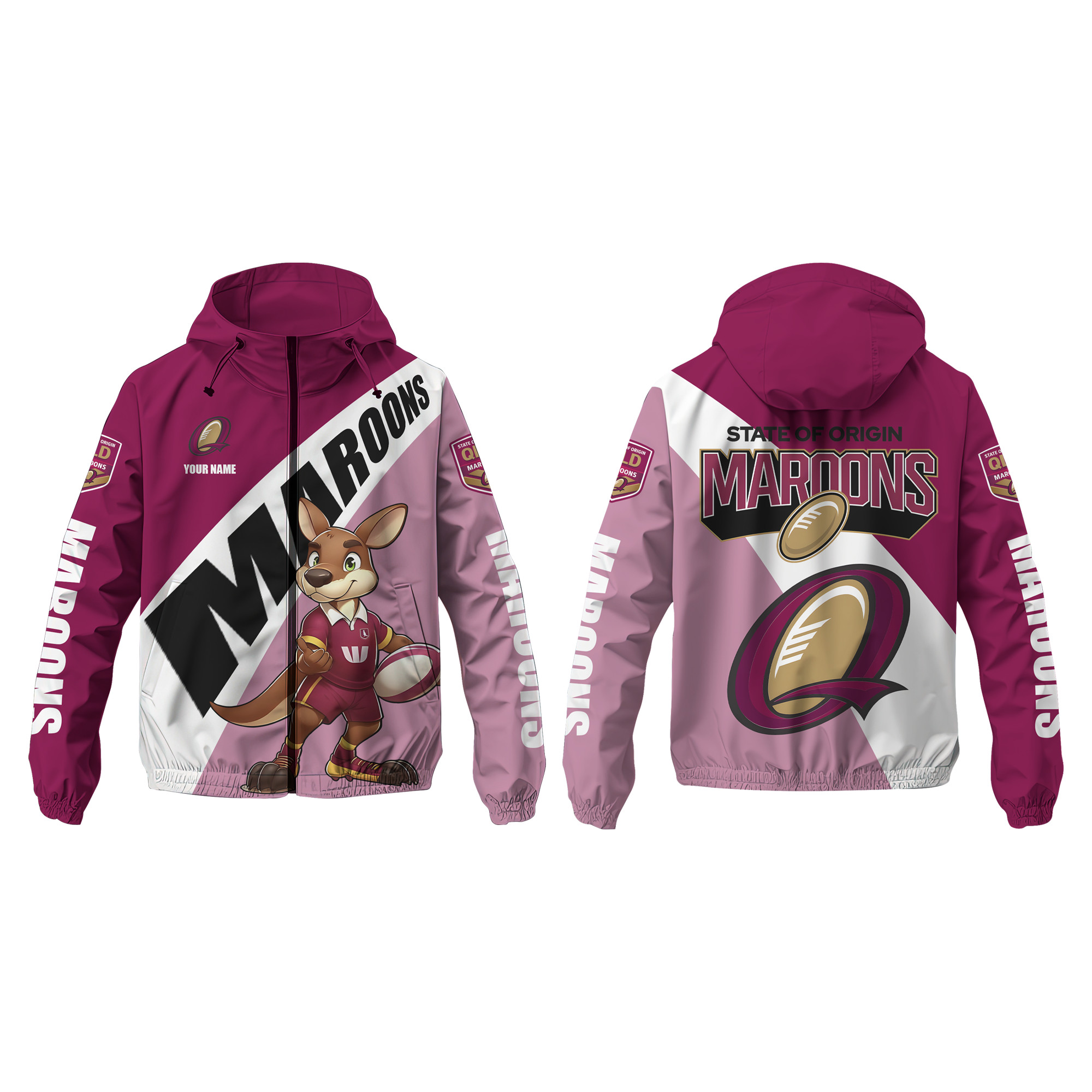 Queensland Maroons Personalized Hooded Wind Jacket – Edition