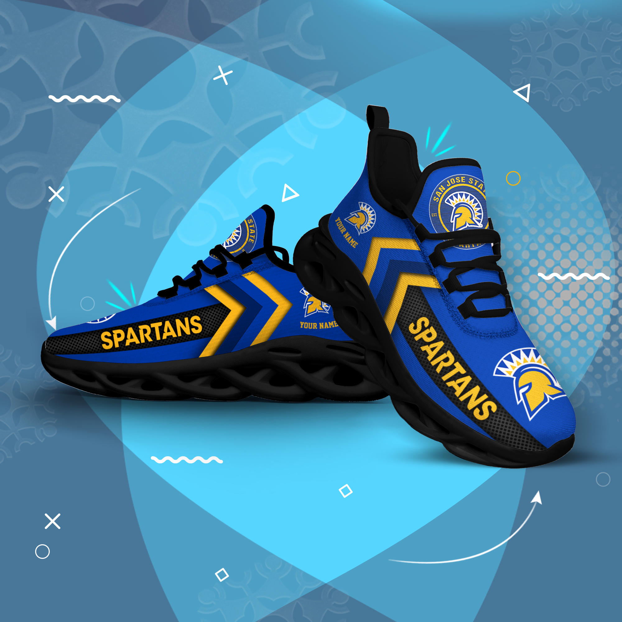 San Jose State Spartans Personalized Custom Name Max Soul Shoes DS003