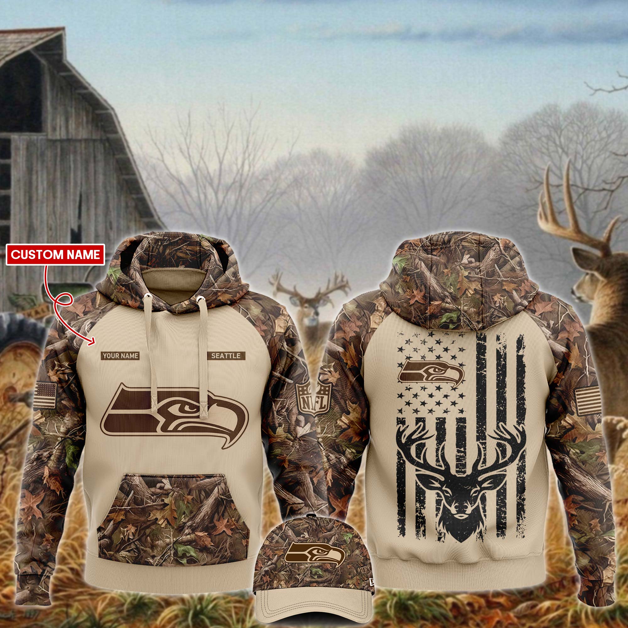 Seattle Seahawks x Hunting Hoodie s