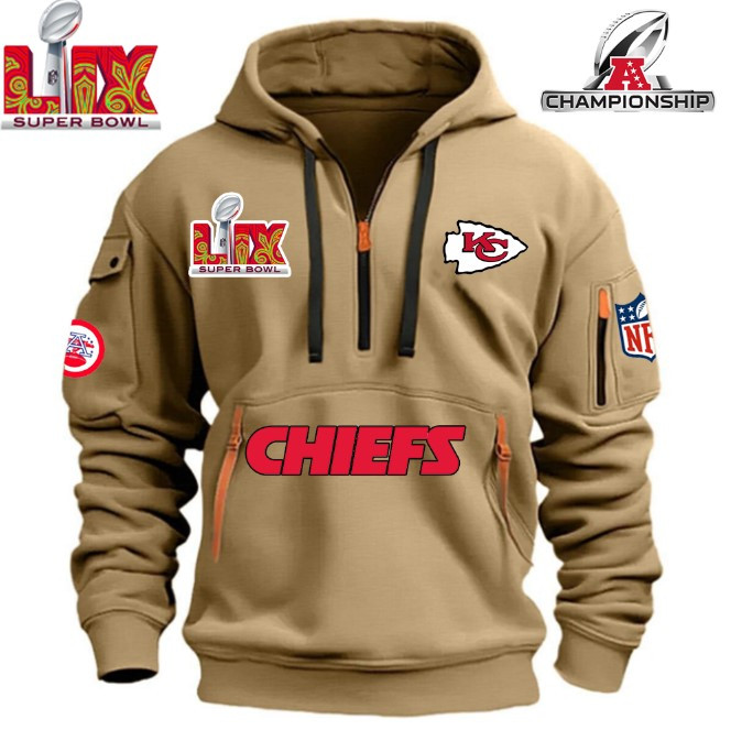 SPECIAL IN 2025 SUPER BOWL - Kansas City Chiefs - HOODIE HALF ZIPPER - QTA405111364