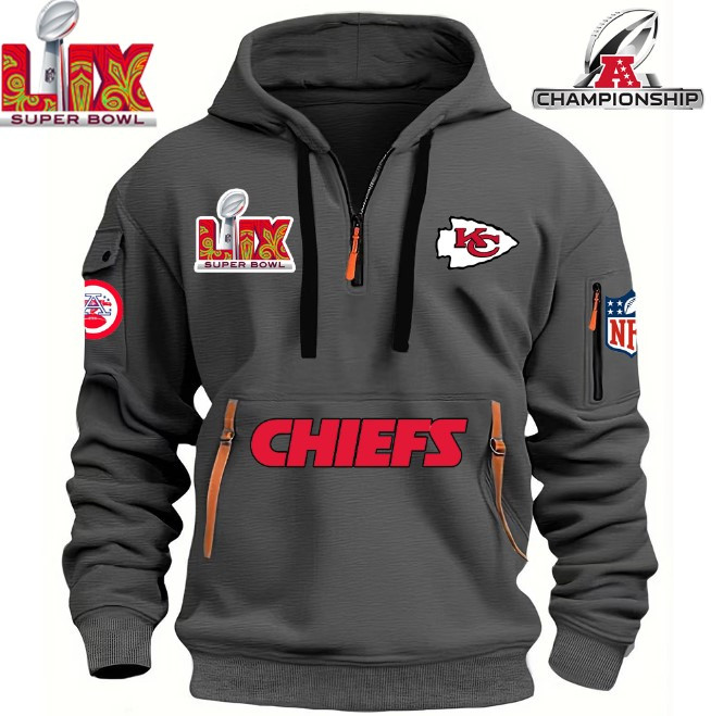 SPECIAL IN 2025 SUPER BOWL - Kansas City Chiefs - HOODIE HALF ZIPPER - QTA405111364