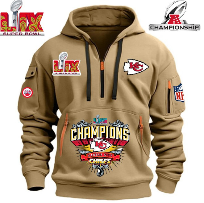 SPECIAL IN 2025 SUPER BOWL - Kansas City Chiefs - HOODIE HALF ZIPPER - QTA405111368