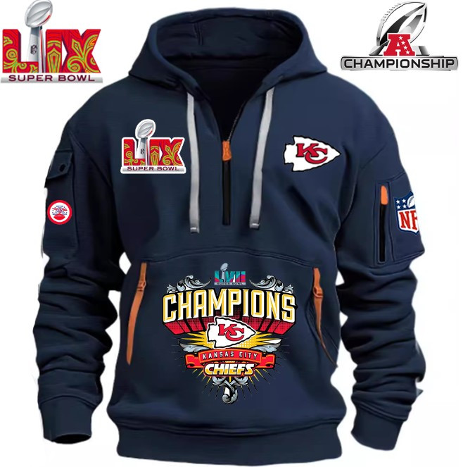 SPECIAL IN 2025 SUPER BOWL - Kansas City Chiefs - HOODIE HALF ZIPPER - QTA405111368