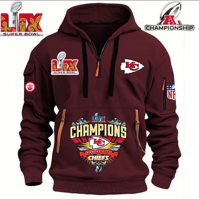 SPECIAL IN 2025 SUPER BOWL - Kansas City Chiefs - HOODIE HALF ZIPPER - QTA405111368