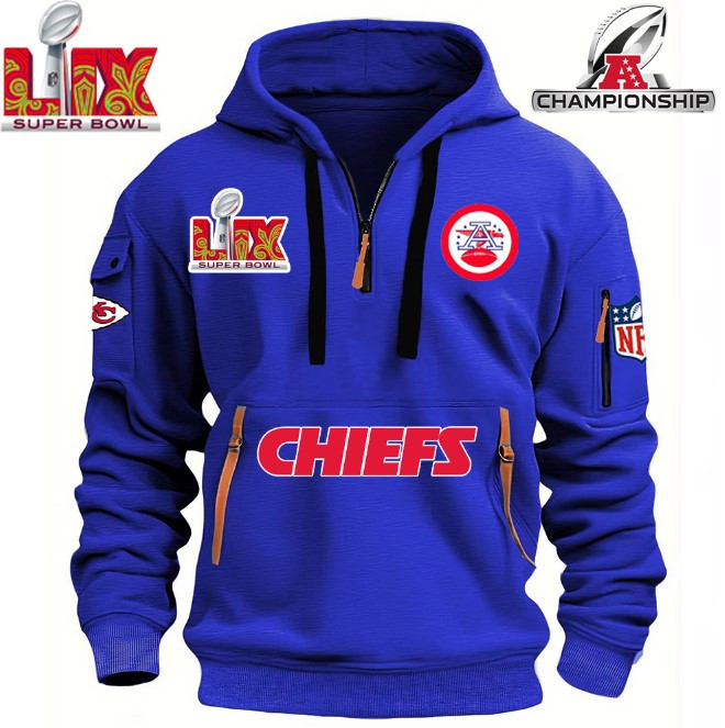 SPECIAL IN 2025 SUPER BOWLLIX- Kansas City Chiefs - HOODIE HALF ZIPPER - QTA405111366