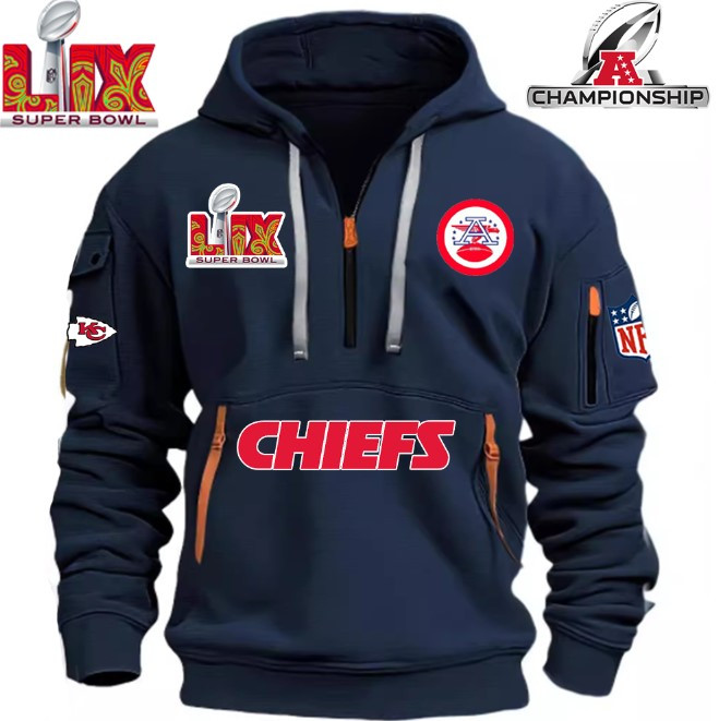 SPECIAL IN 2025 SUPER BOWLLIX- Kansas City Chiefs - HOODIE HALF ZIPPER - QTA405111366