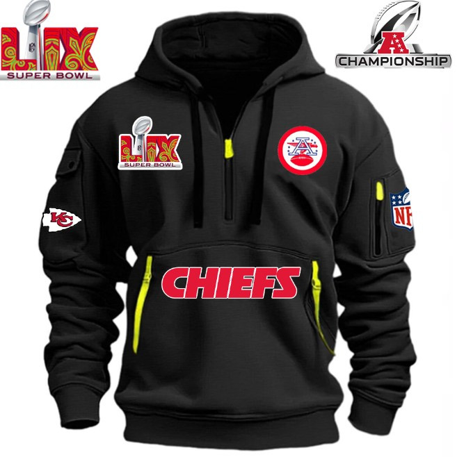 SPECIAL IN 2025 SUPER BOWLLIX- Kansas City Chiefs - HOODIE HALF ZIPPER - QTA405111366