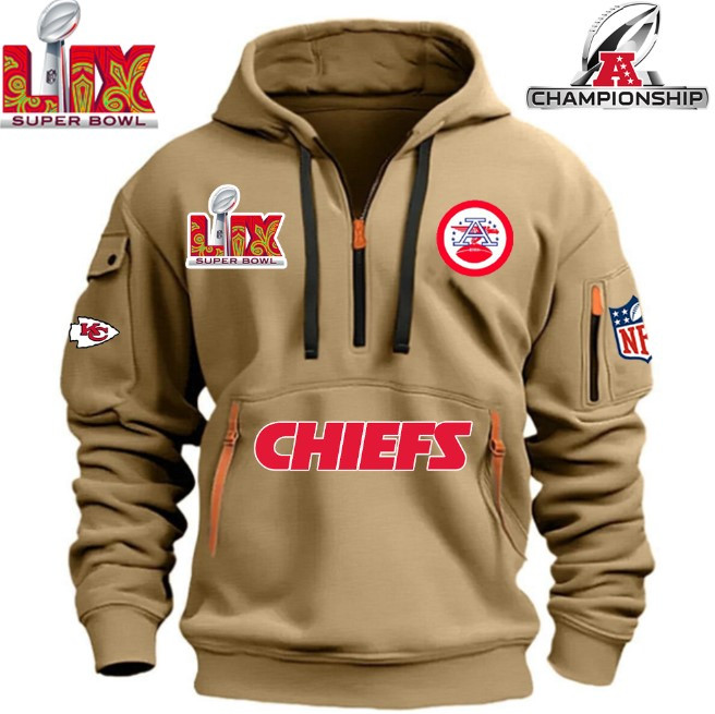 SPECIAL IN 2025 SUPER BOWLLIX- Kansas City Chiefs - HOODIE HALF ZIPPER - QTA405111366