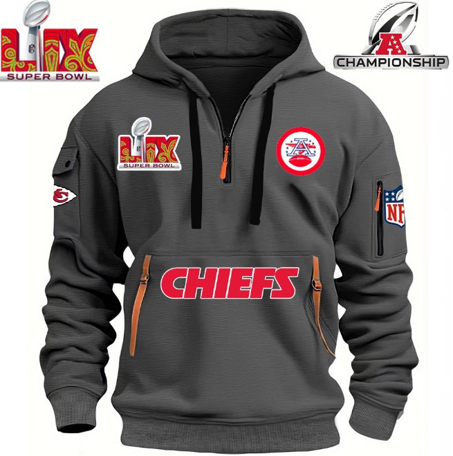 SPECIAL IN 2025 SUPER BOWLLIX- Kansas City Chiefs - HOODIE HALF ZIPPER - QTA405111366