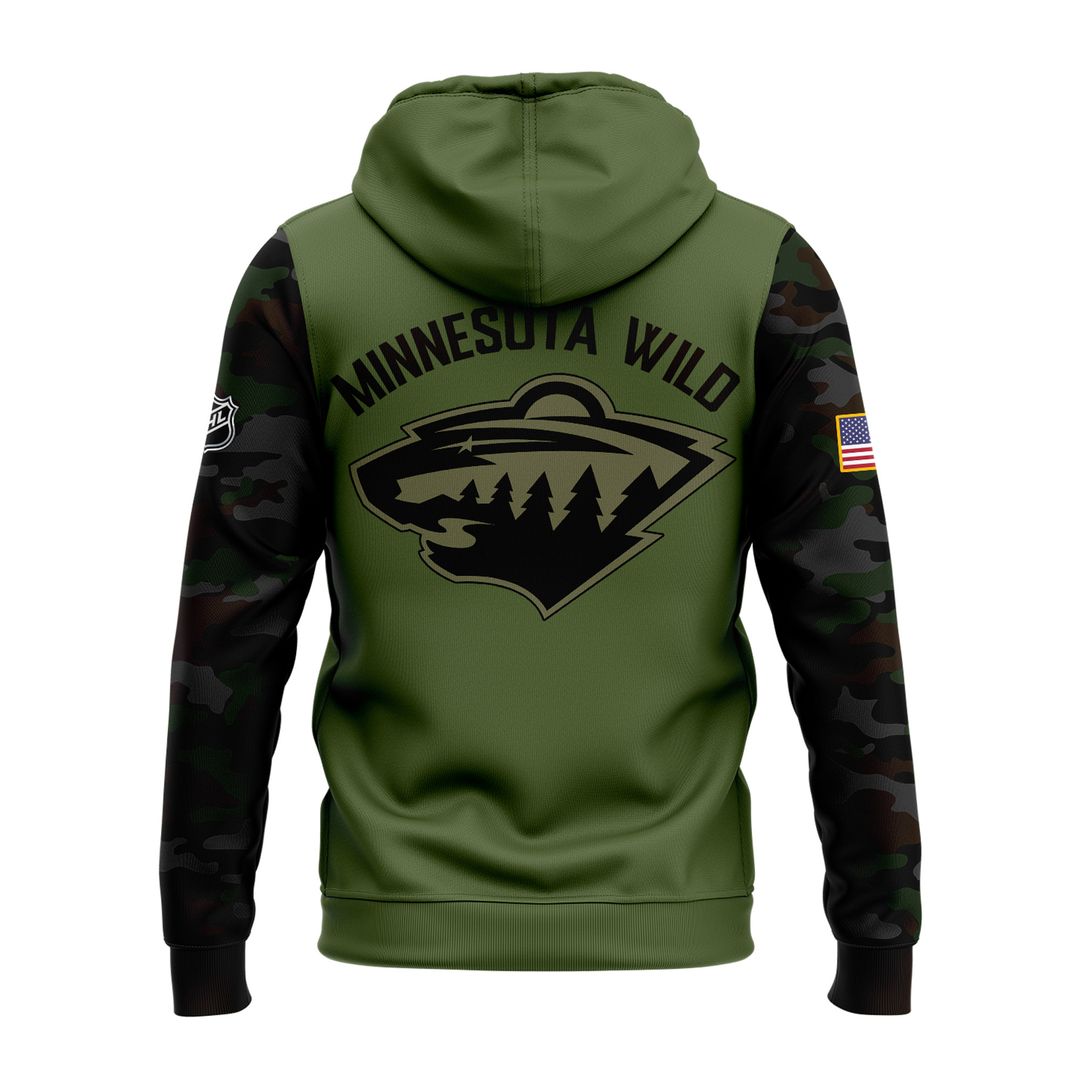 Special Military Apreciation NHL Minnesota Wild Zip Hoodie