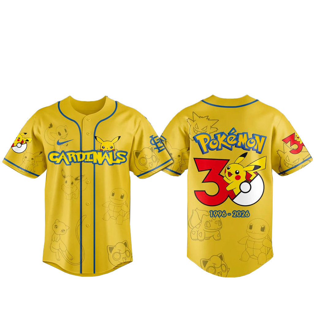St. Louis Cardinals x Pokemon 30th Anniversary Baseball Jersey
