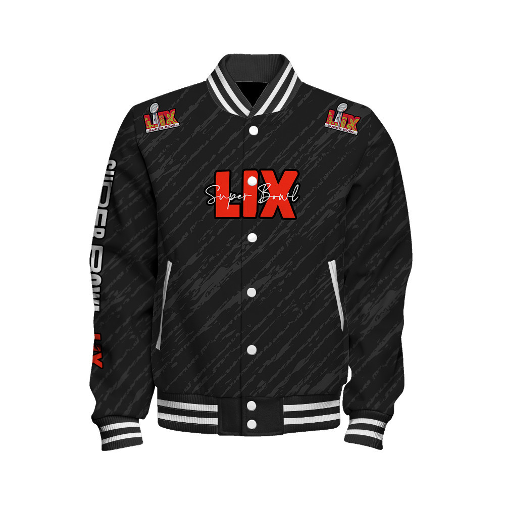 Super Bowl LIX Design Varsity Jacket - Black
