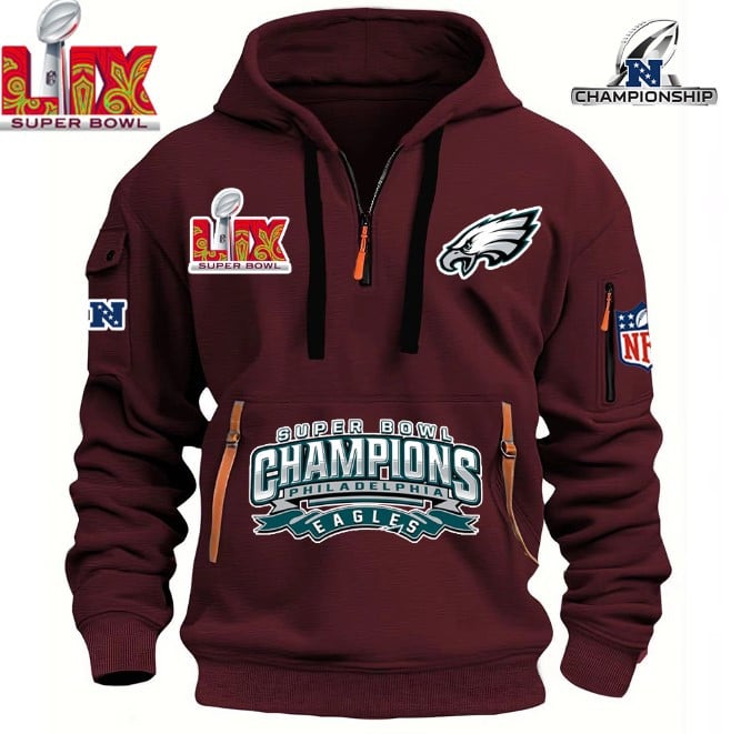 SUPER BOWL - Philadelphia Eagles - HOODIE HALF ZIPPER - QTA405111367