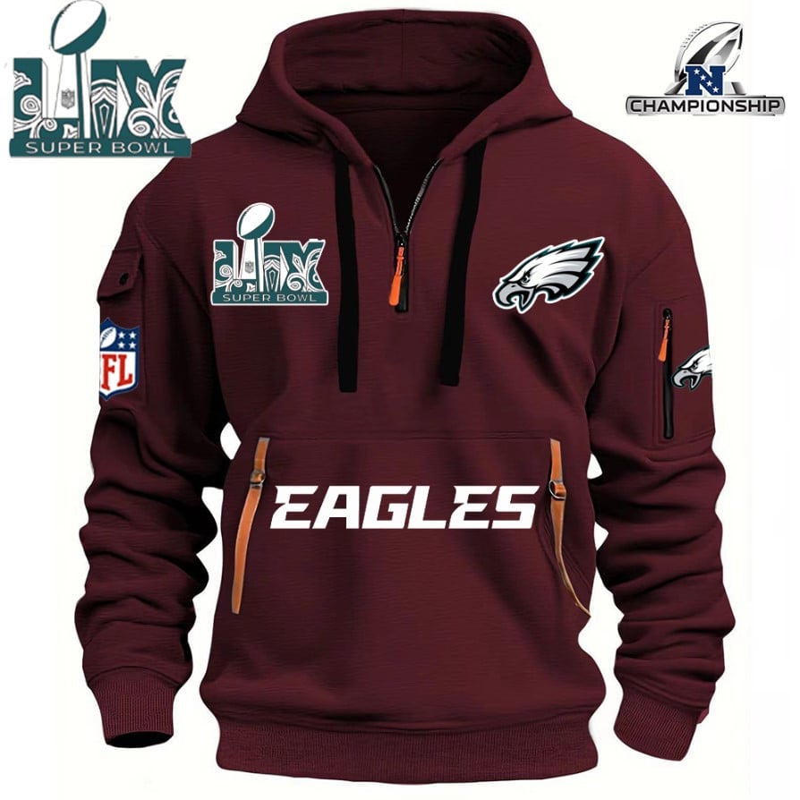 SUPER BOWL - Philadelphia Eagles - HOODIE HALF ZIPPER - QTA405111376