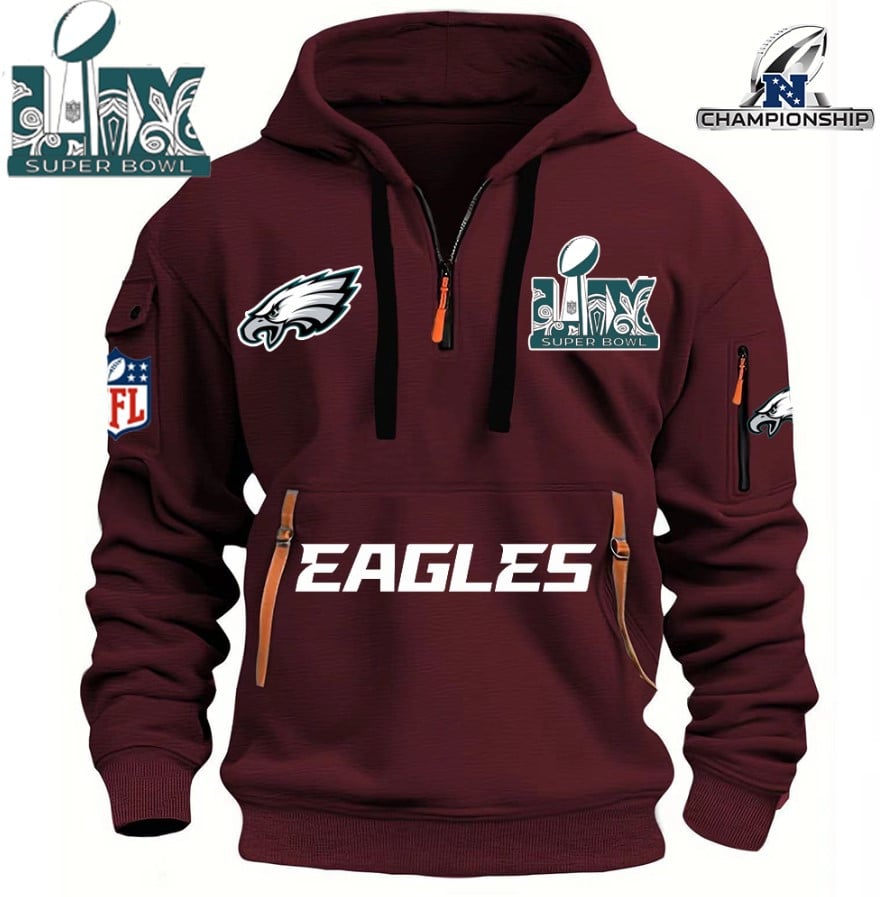 SUPER BOWL - Philadelphia Eagles - HOODIE HALF ZIPPER - QTA405111378
