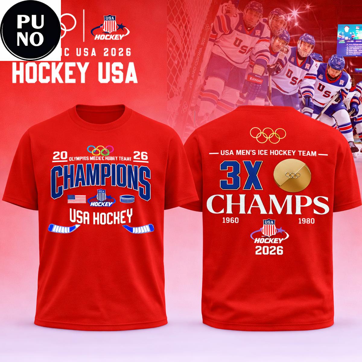 Team USA 2026 Olympic Ice Hockey Champions Celebrate Hoodie T-Shirt