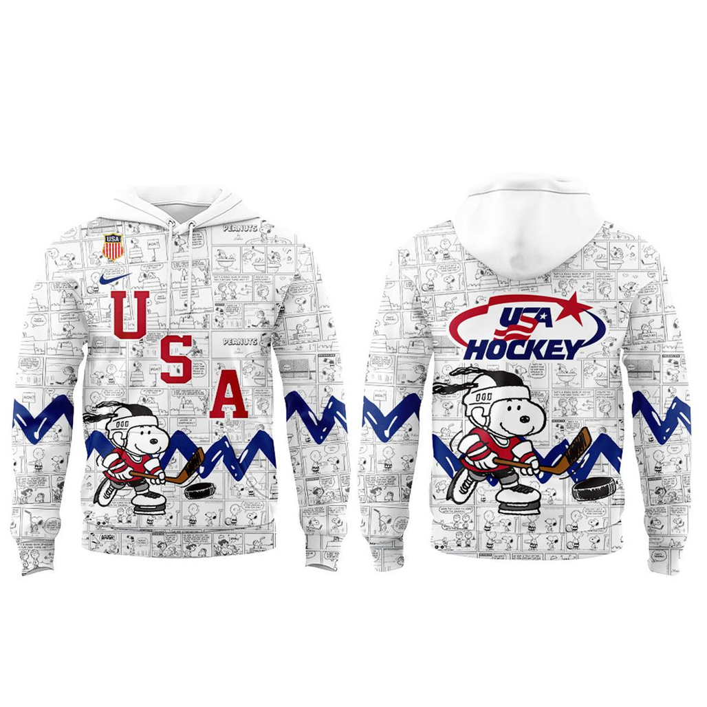 Team USA Hockey x Snoopy Peanuts Night 2026 White Hoodie