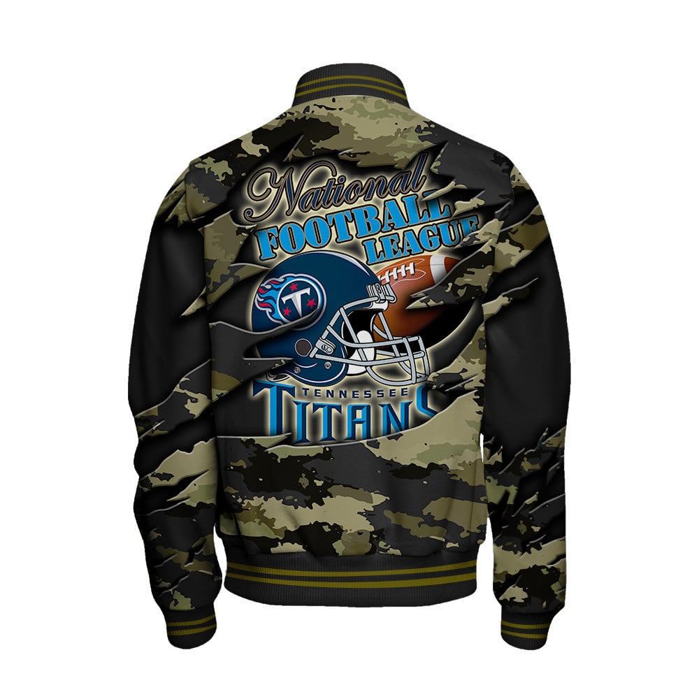 Tennessee Titans 49ers Black Camo Pattern National Football League Varsity Jacket