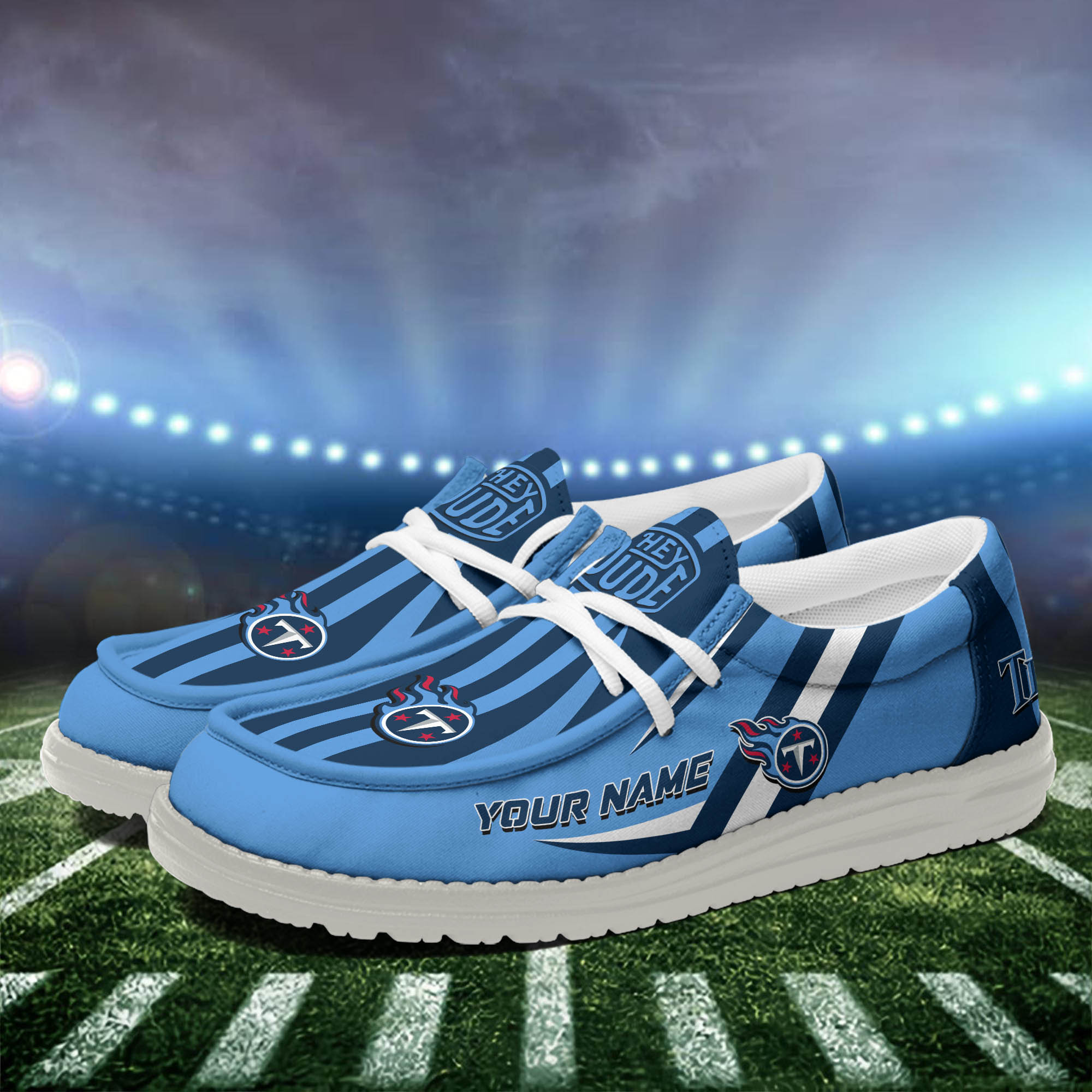 Tennessee Titans Team White Canvas Loafer Shoes Personalized Your Name