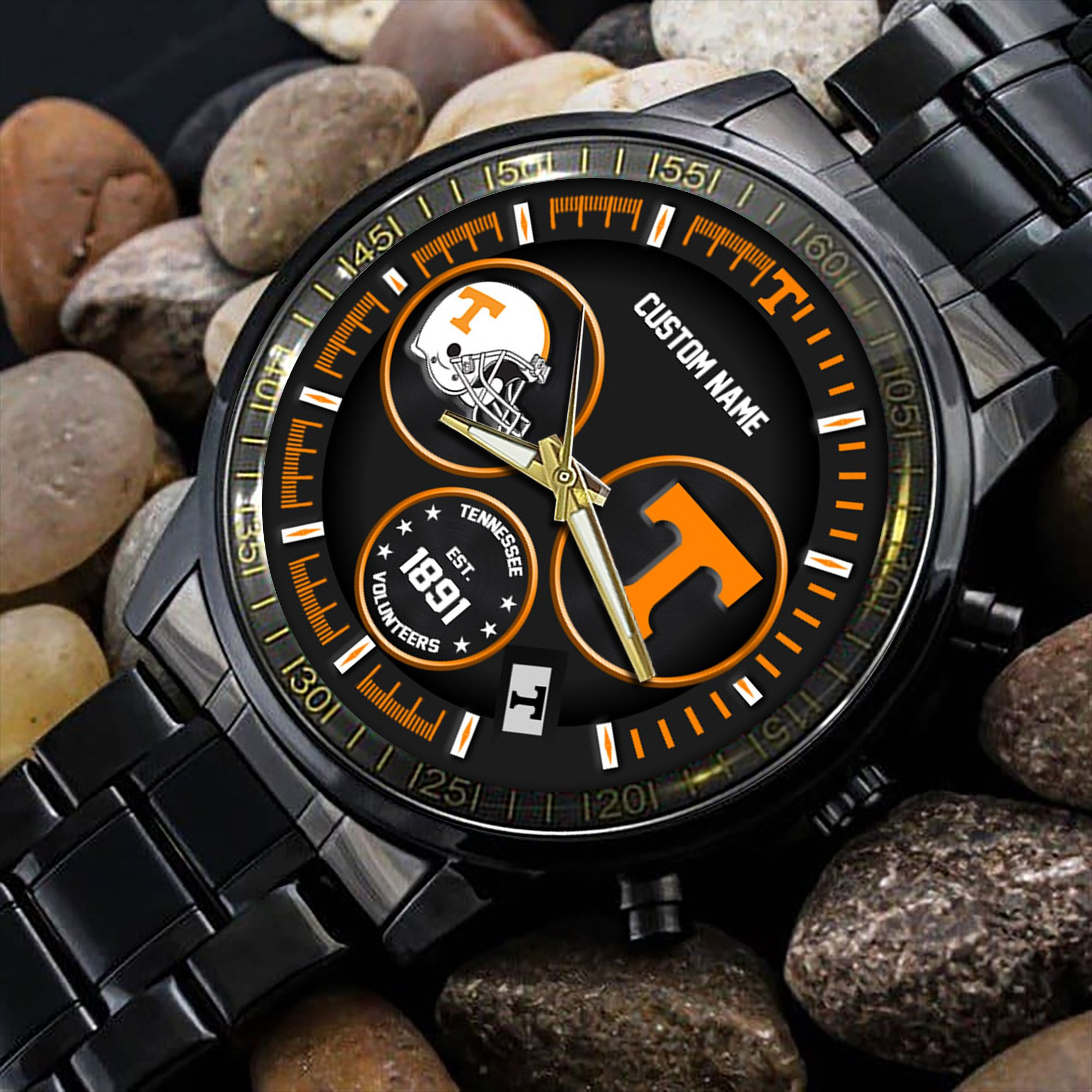 Tennessee Volunteers Black Stainless Steel Watch