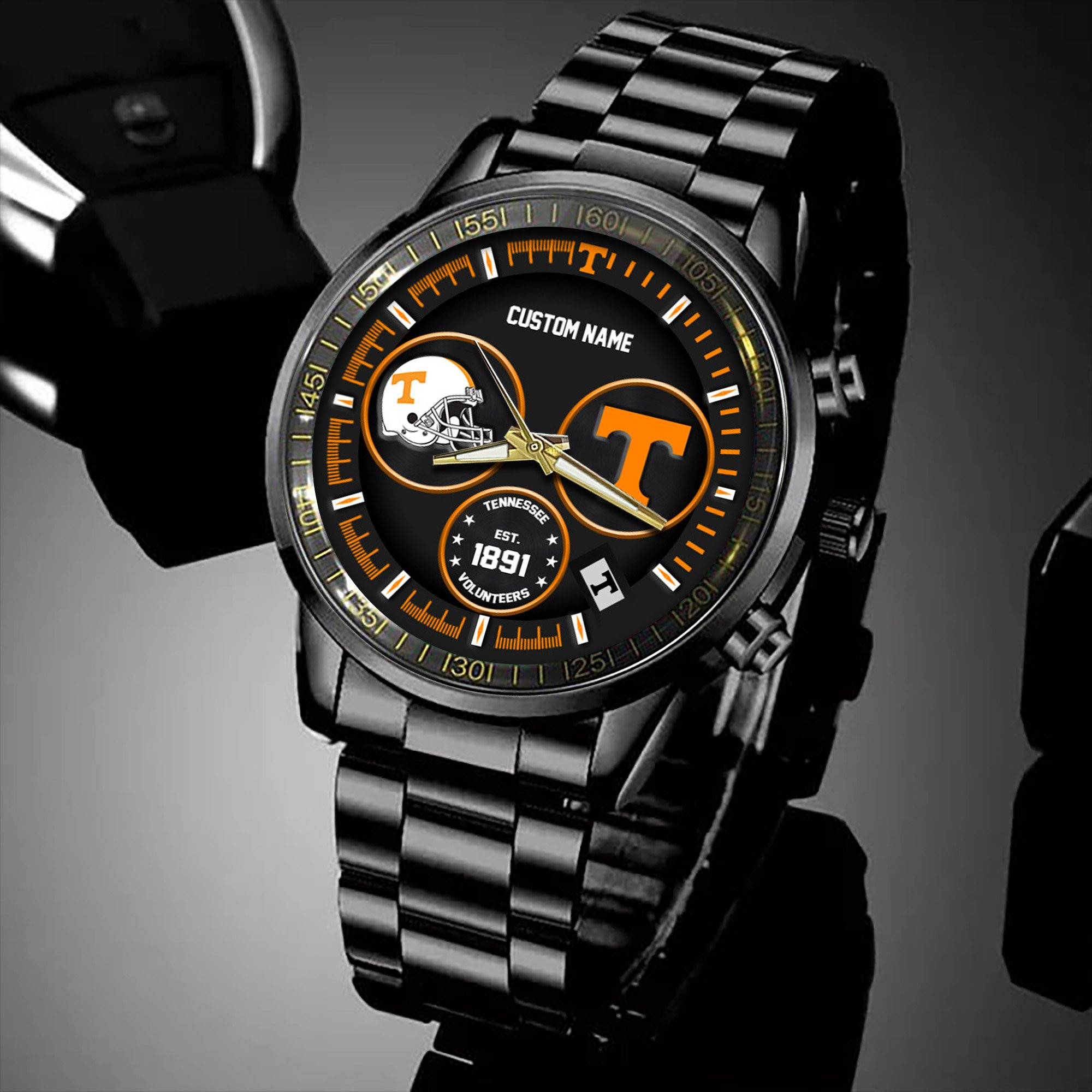 Tennessee Volunteers Black Stainless Steel Watch