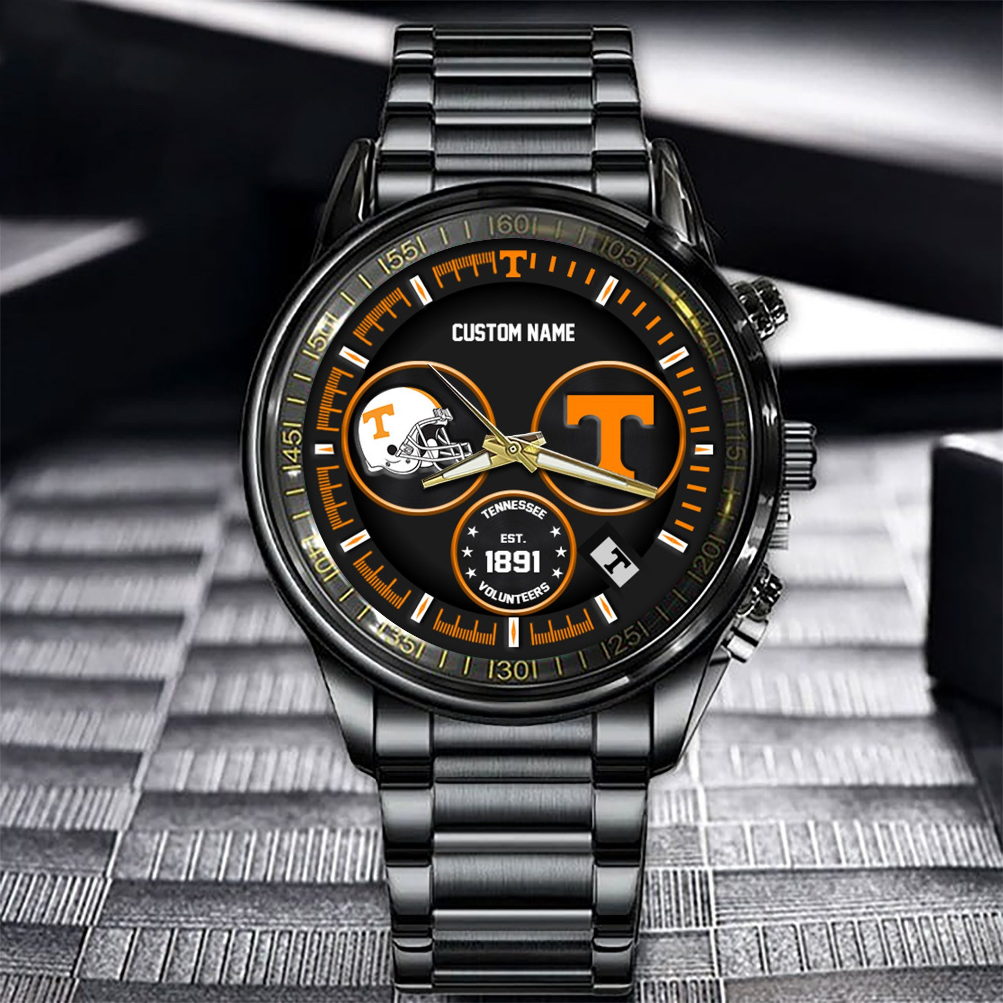 Tennessee Volunteers Black Stainless Steel Watch