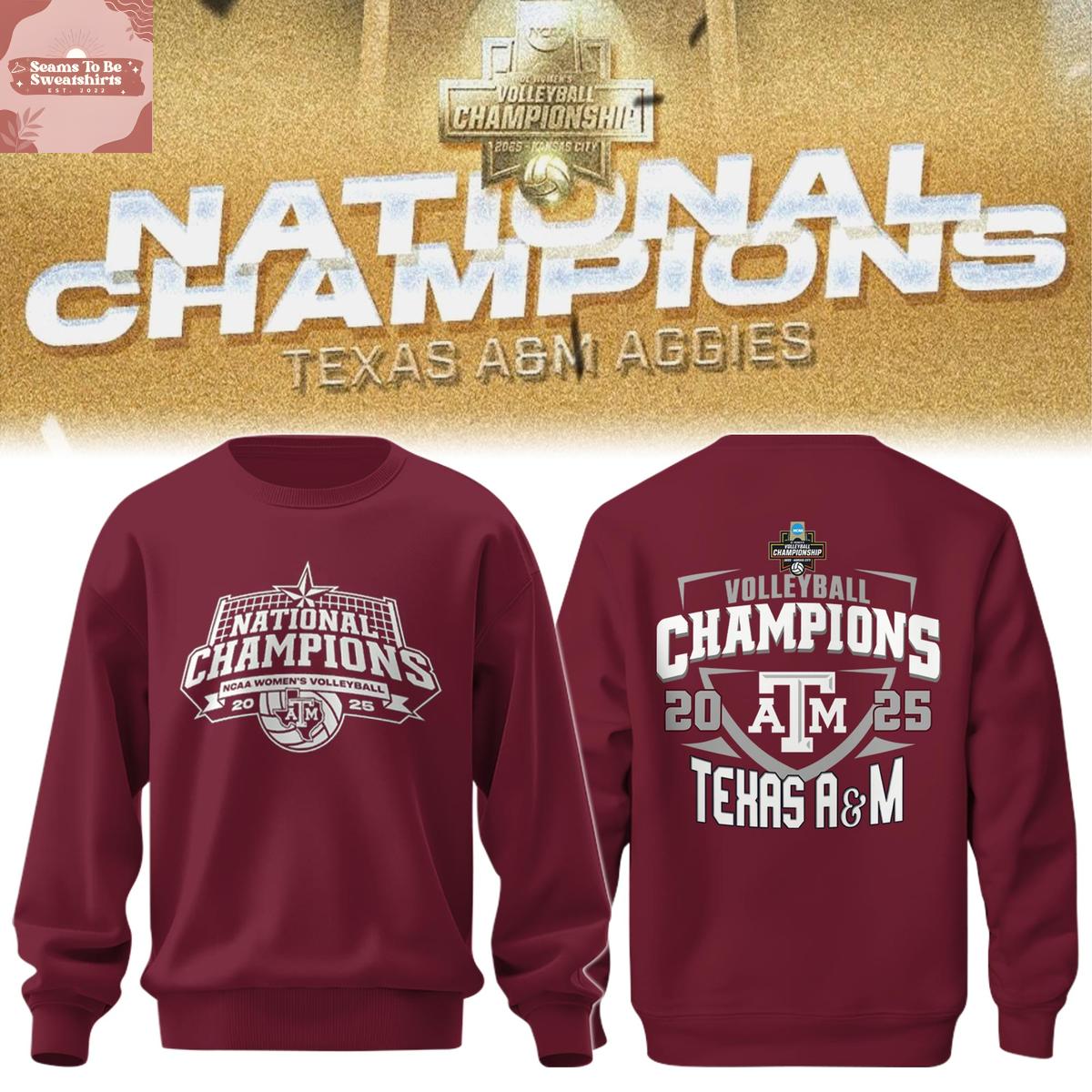 Texas A&M Aggies NCAA Womens Volleyball National Champions 2025 Maroon Hoodie Shirt