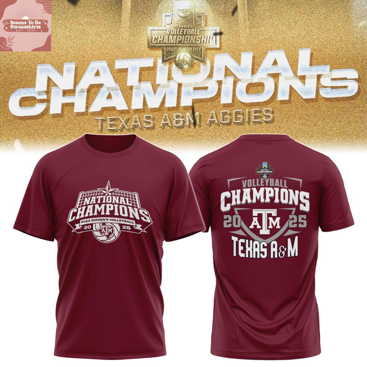 Texas A&M Aggies NCAA Womens Volleyball National Champions 2025 Maroon Hoodie Shirt