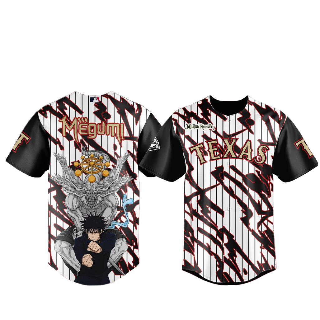 Texas Rangers x Jujutsu Kaisen Night 2026 Fushiguro Megumi Baseball Jersey