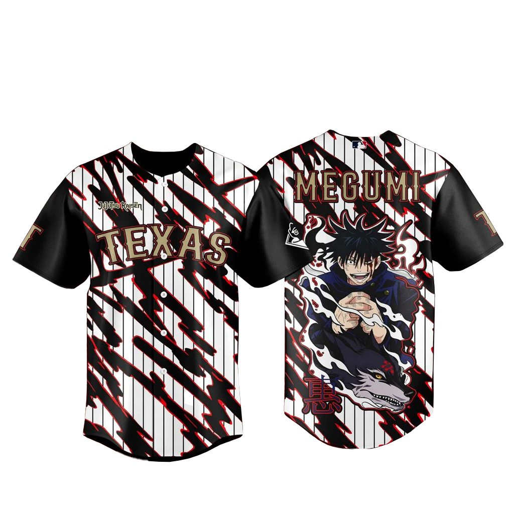 Texas Rangers x Jujutsu Kaisen Night 2026 Megumi Baseball Jersey