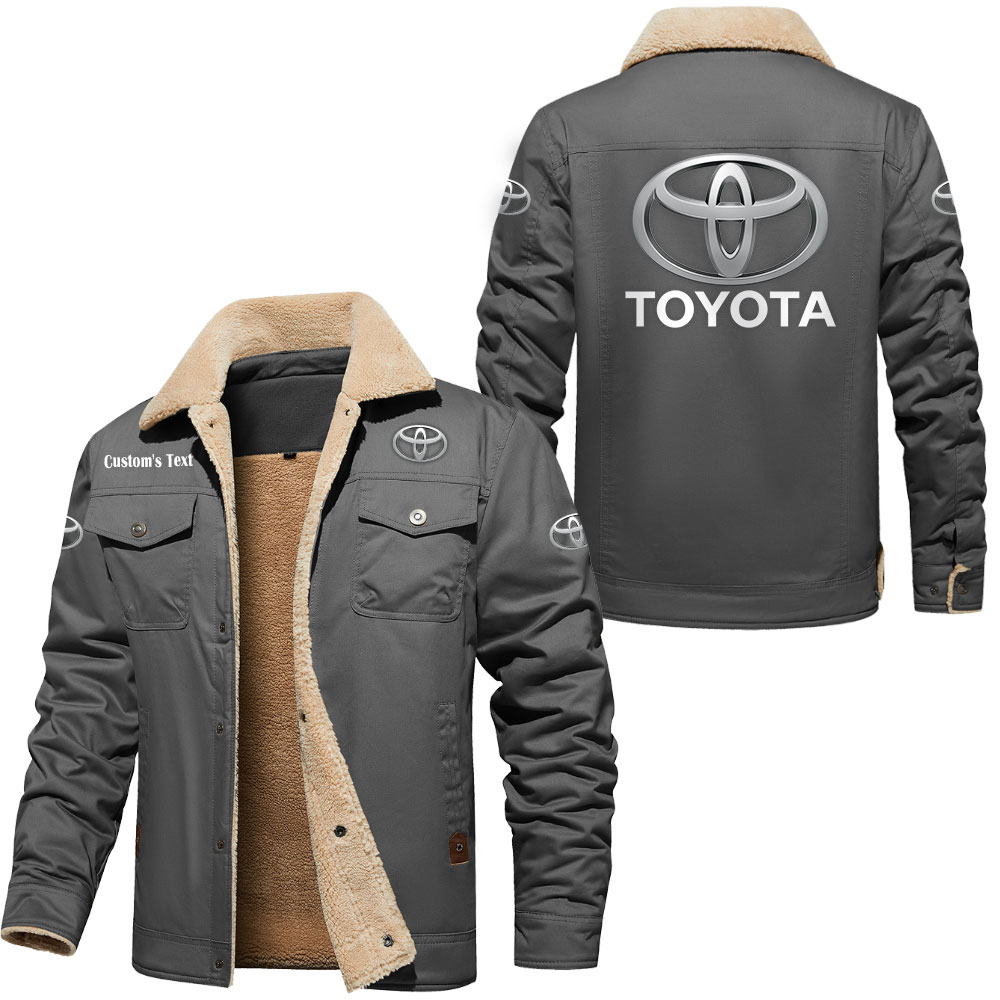 toyota motor corporation cargo fleece lined cotton jacket multicolor vintage style customize name 1442