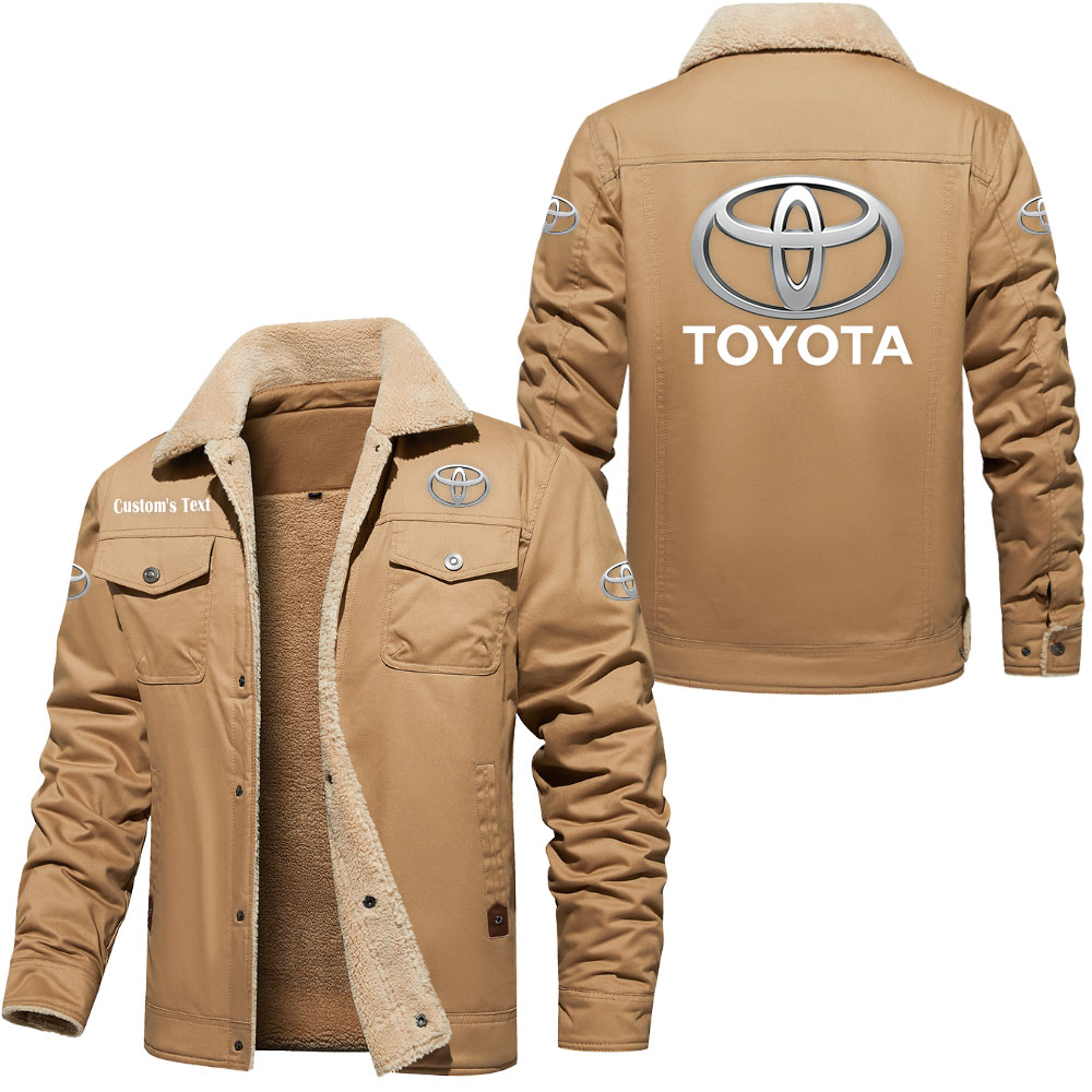 toyota motor corporation cargo fleece lined cotton jacket multicolor vintage style customize name 4611
