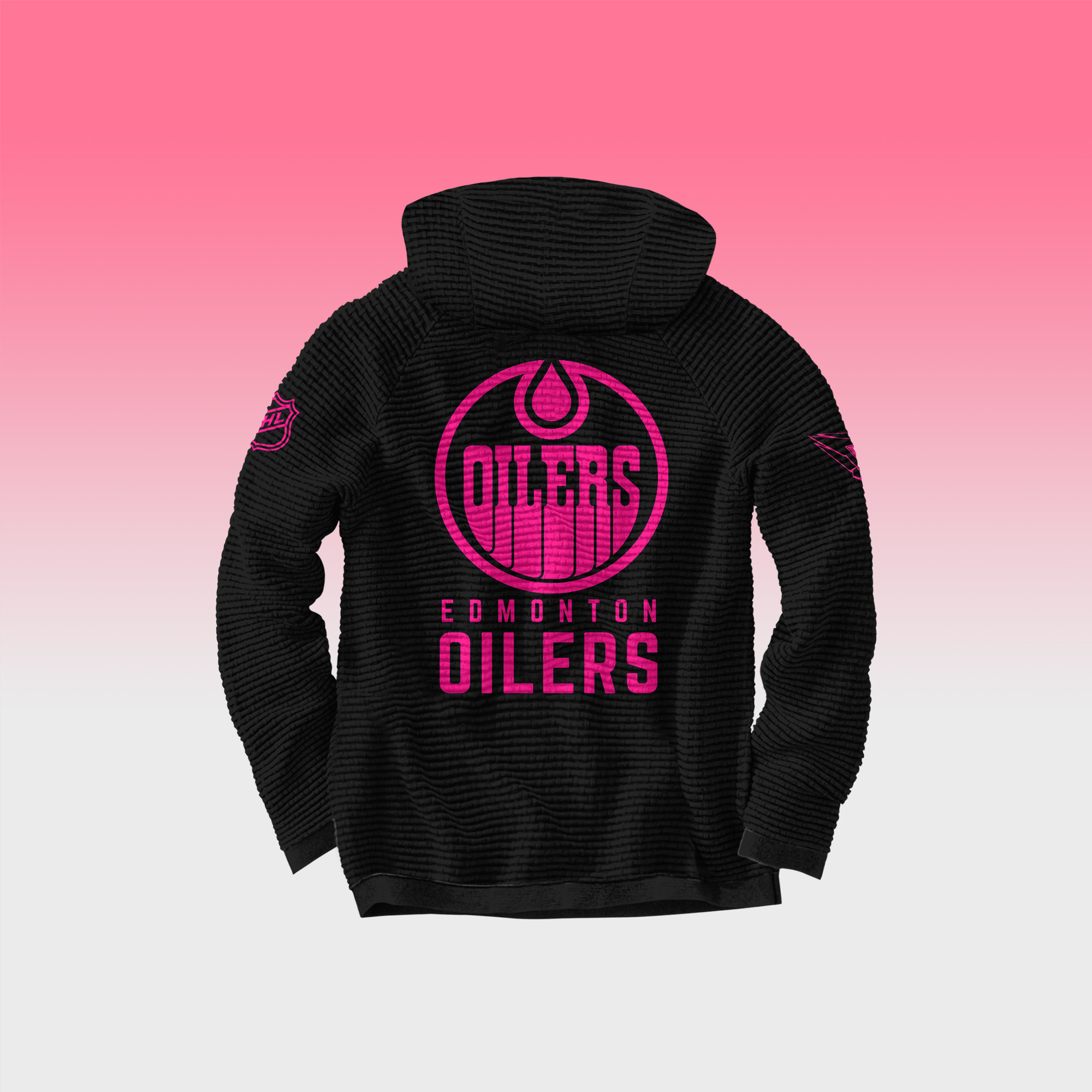 Unisex Edmonton Oilers NHL Breast Cancer Awareness Month Waffle Hoodie