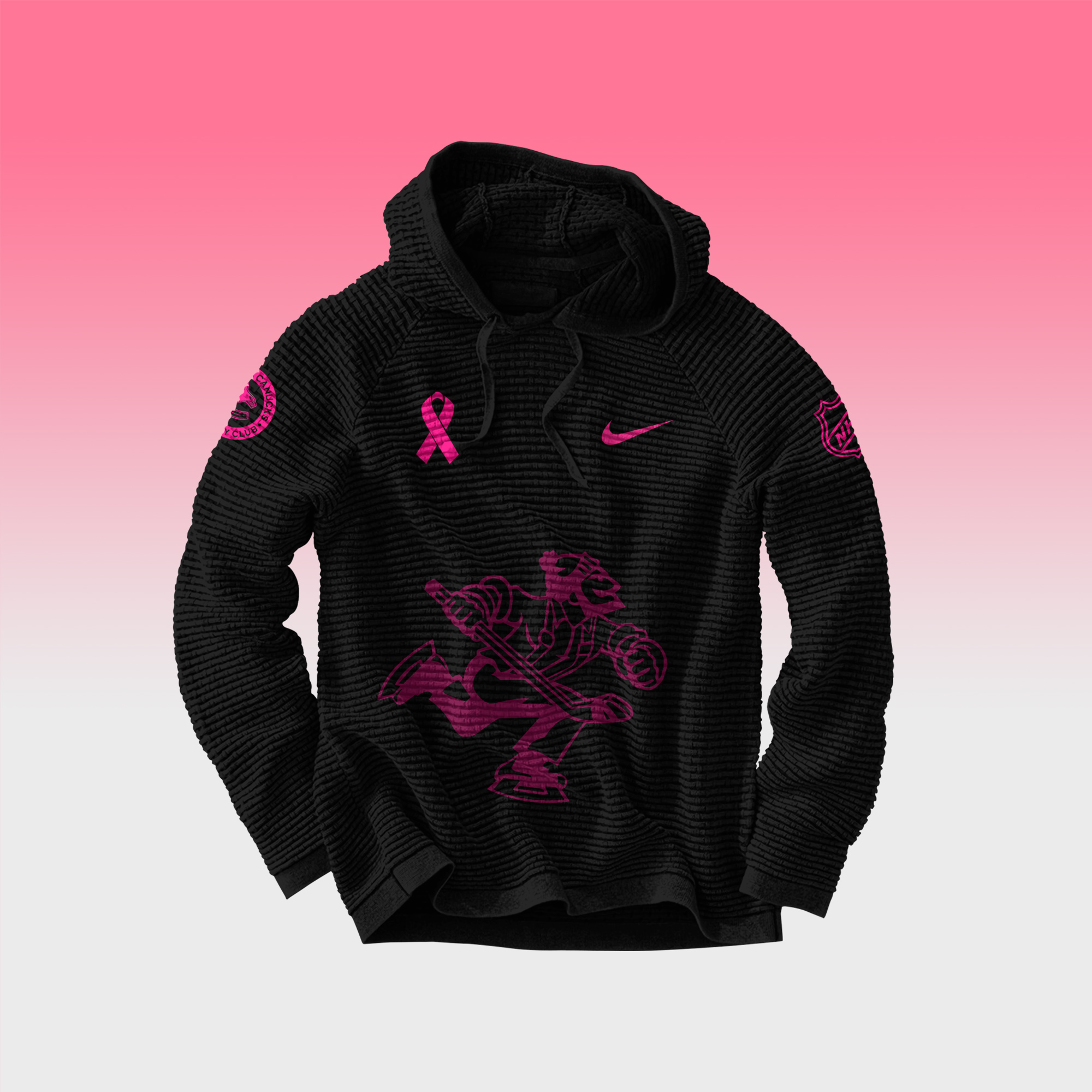 Unisex Vancouver Canucks NHL Breast Cancer Awareness Month Waffle Hoodie