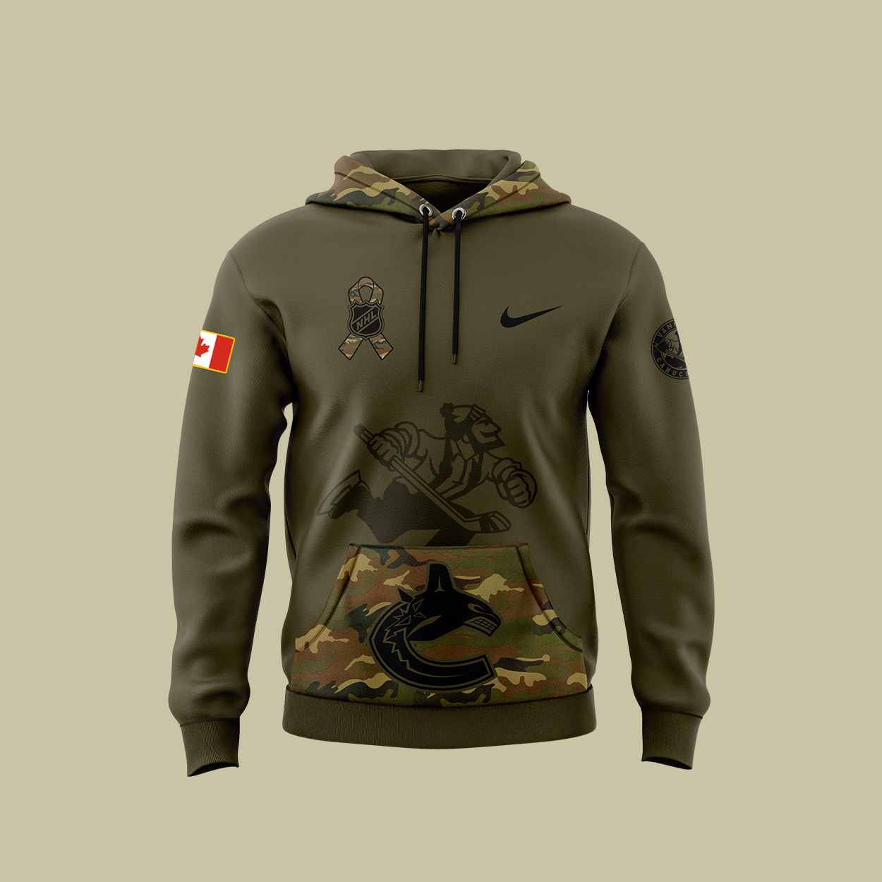 Vancouver Canucks Camo Salute to Service Club Fleece Pullover Hoodie