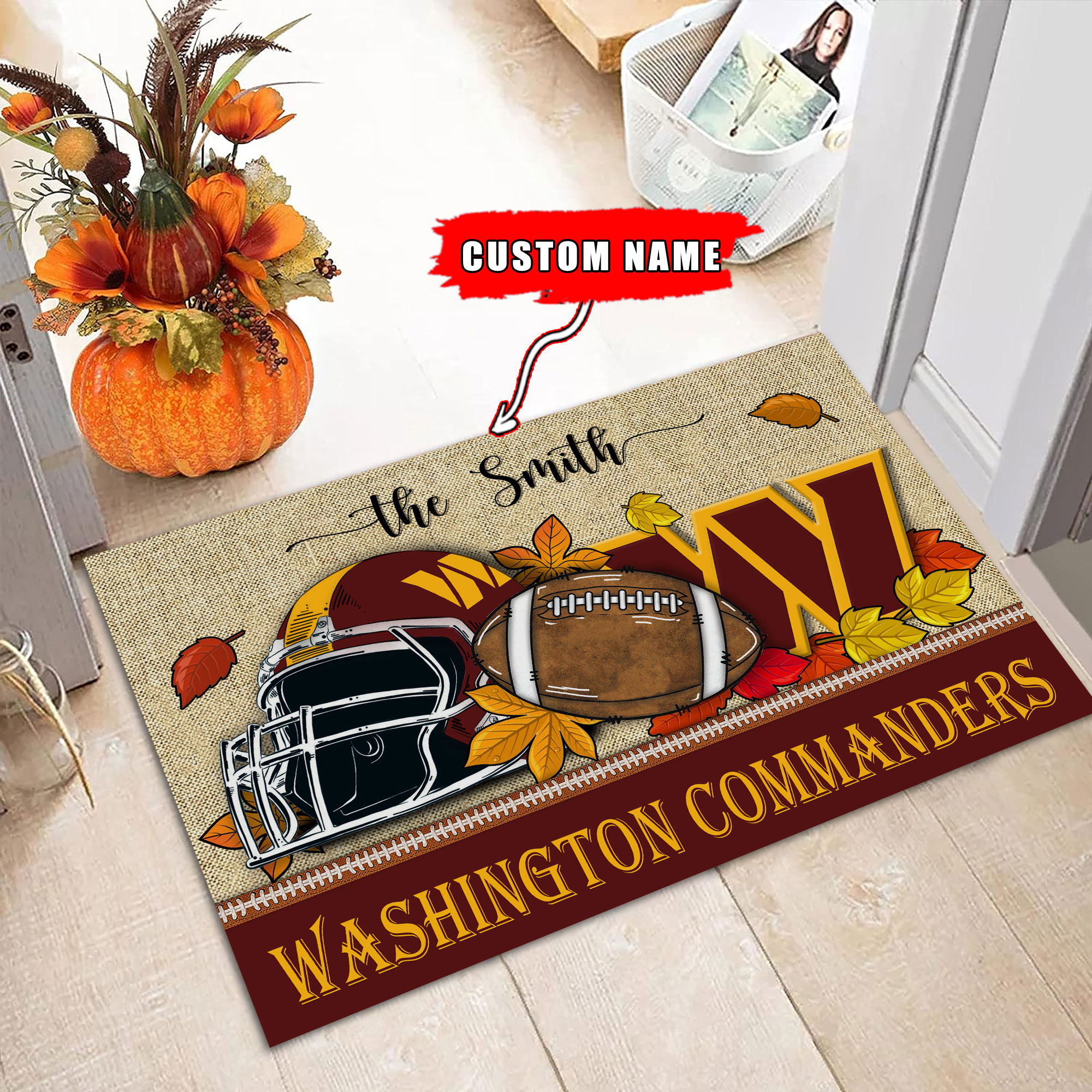 Washington Commanders Football Doormat
